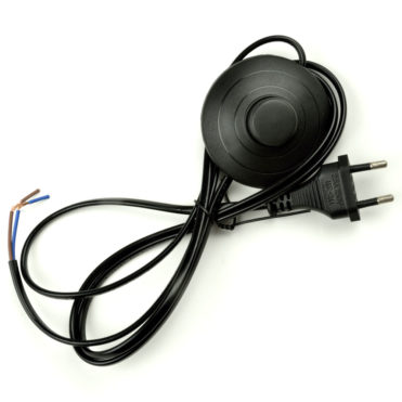 Шнур для светильников с напольным выключателем, 1.7 м, черный